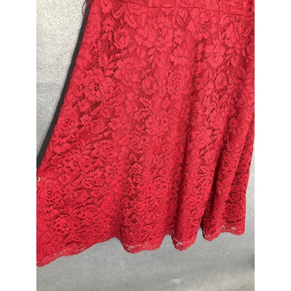 Talbots Dress Womens Sz 16 Red Lace Overlay Sweetheart Neckline Event Wedding - Picture 6 of 13